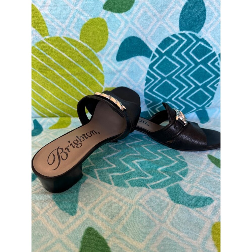 Brighton Kacey Interlock Leather Slide Sandals With Silver Accent  Black  Size 8 - Picture 6 of 10